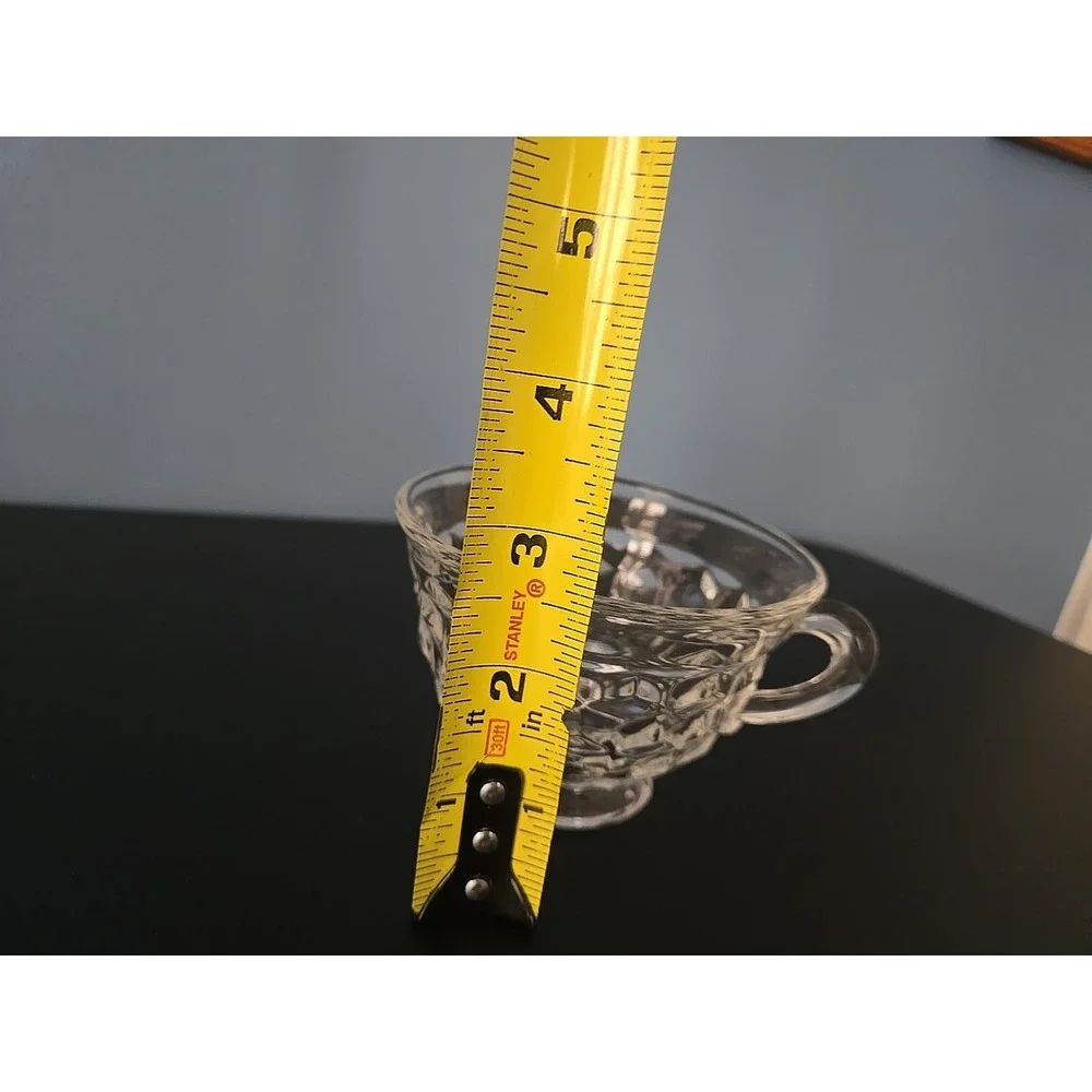 American Fostoria‎ Whitehall Clear Cube Elegant Flared Glass 1 Cup 1 Saucer Set